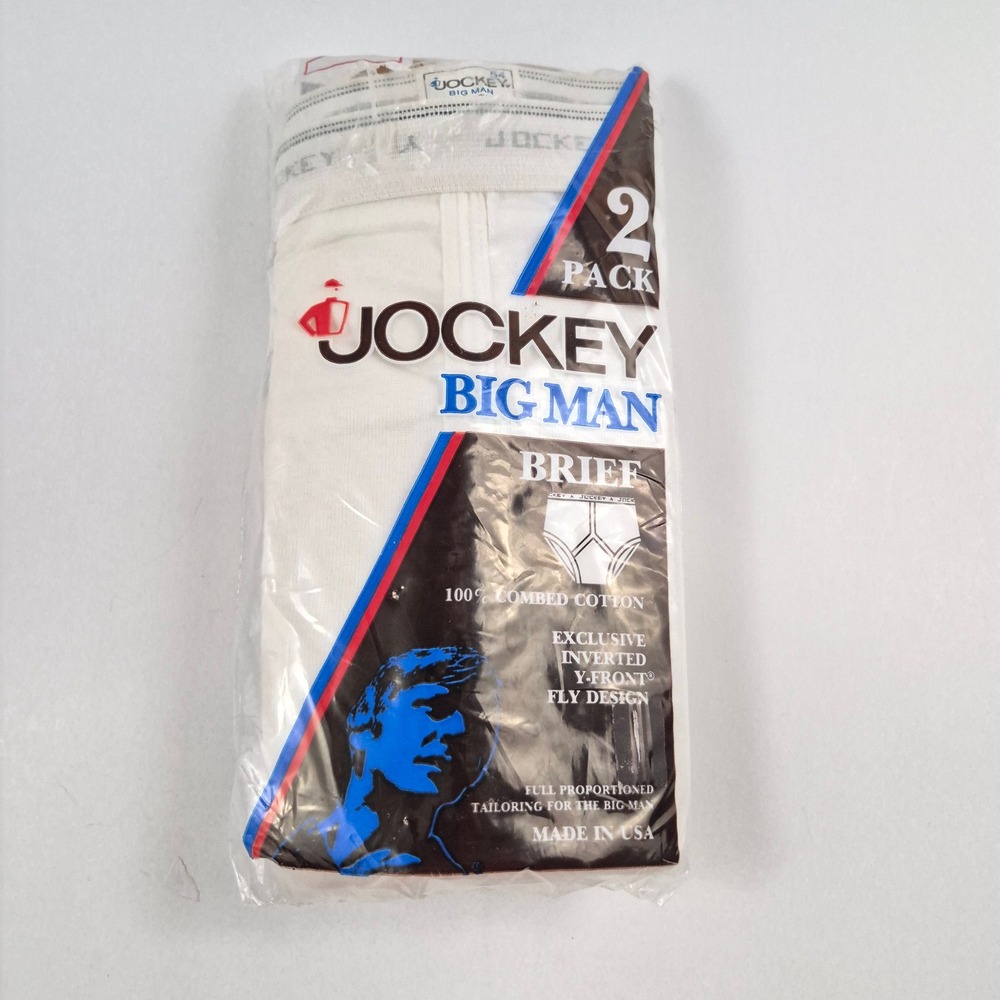 Vintage Jockey Big Man Briefs 2 Pack White Cotton Y-Front Size 54 Dead Stock